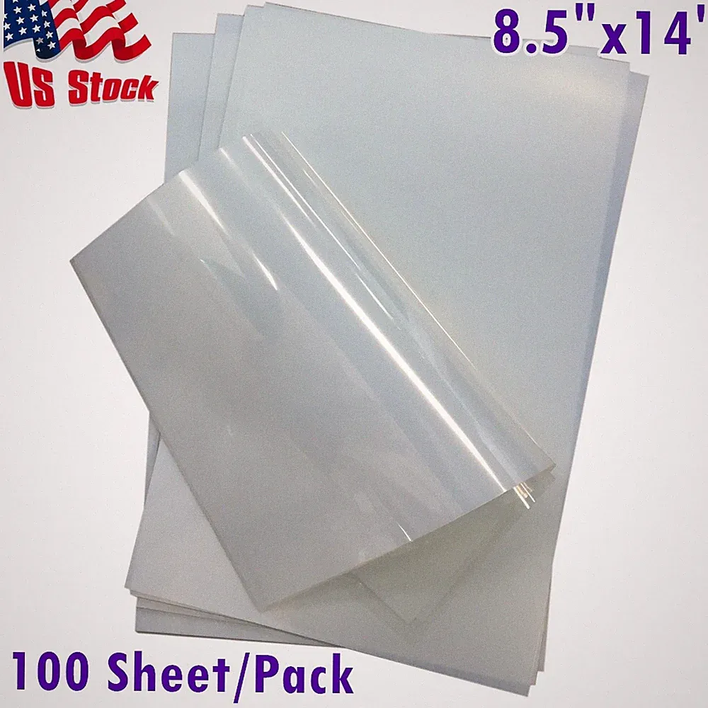 100 Sheets 8.5" x 14" Waterproof Inkjet Milky Transparency Film Screen Printing