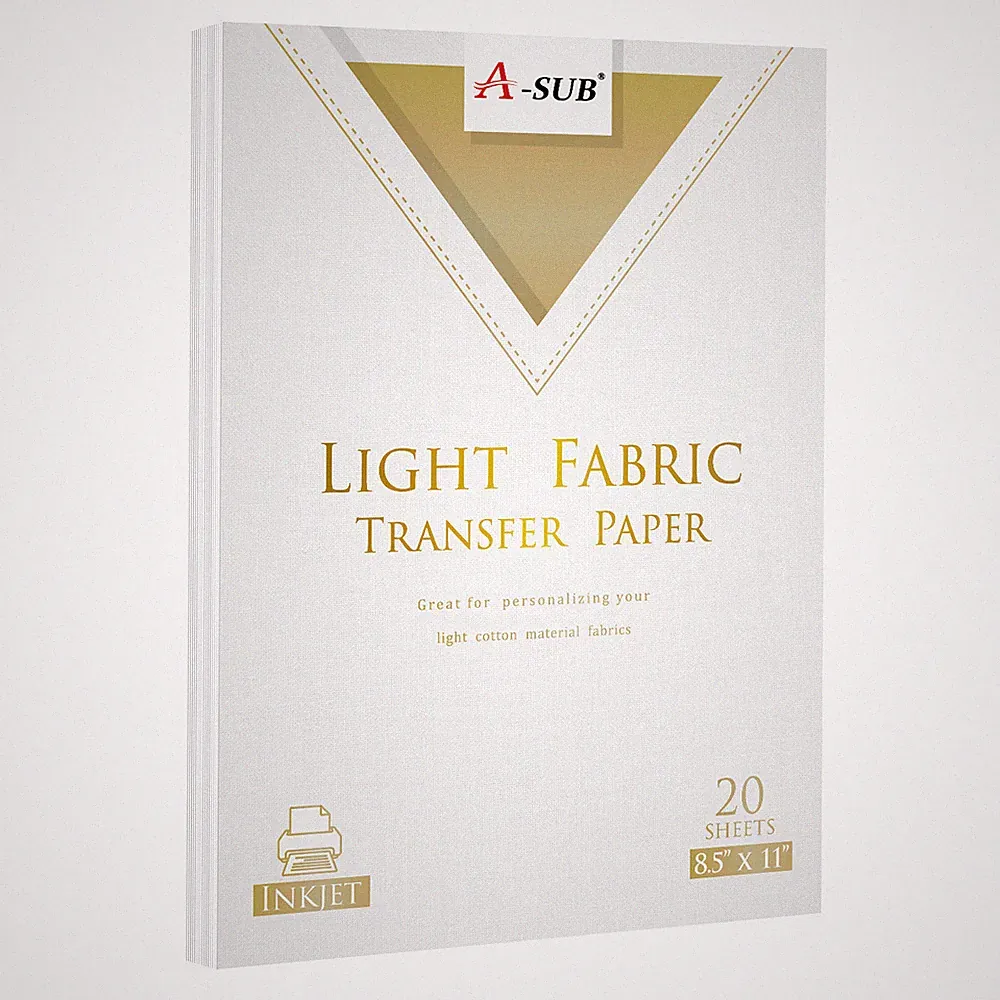 20 Sheets A-SUB Printable Inkjet Light T-shirt Transfer Paper 8.5x11 Iron On