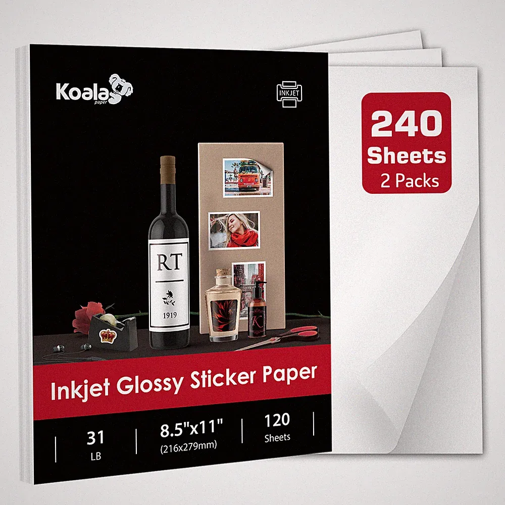 240 Sheets Koala Sticker Paper for Inkjet Printer Glossy Sticker Photo Paper 8.5