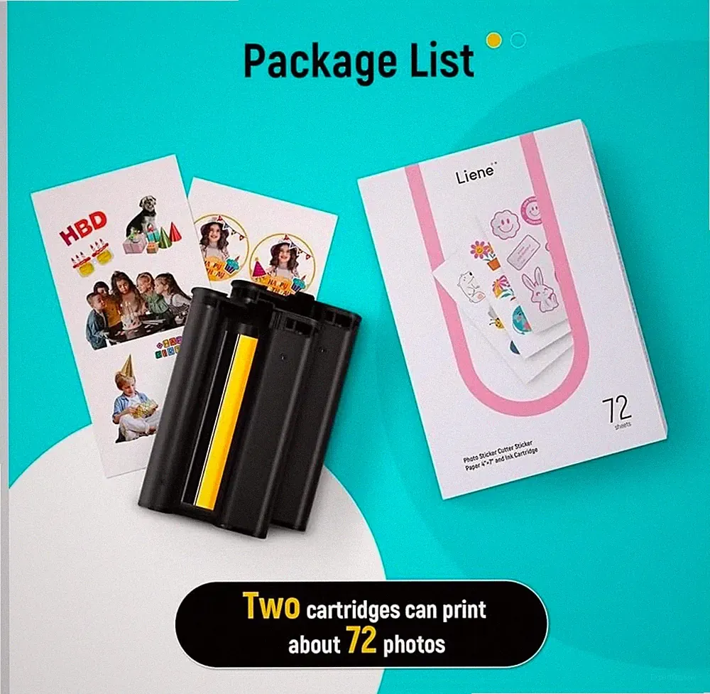 4 Pack Liene PixCut S1 Sticker Paper 4x7 + Ink Cartridge 72 Sheets Each NEW