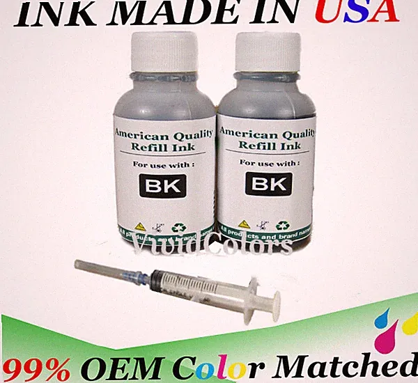 Black bulk refill ink kit with tools for ALL HP Universal inkjet printer 2x30ml