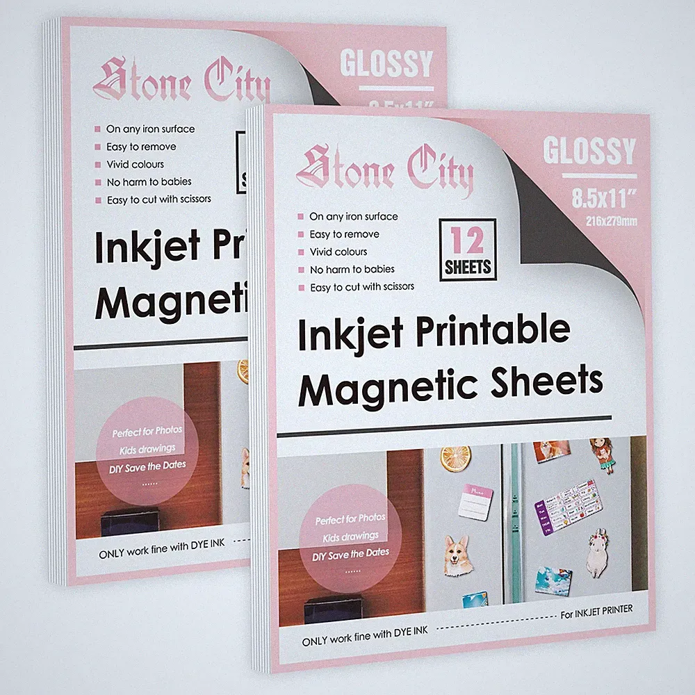 Glossy White Printable Magnet Paper 24 Sheets for Inkjet Printer Cutable 8.5x11