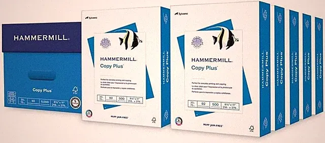 Hammermill Copy Plus 8.5" x 11" Printer Paper, 20 lb 92 Bright White 5000 Sheets
