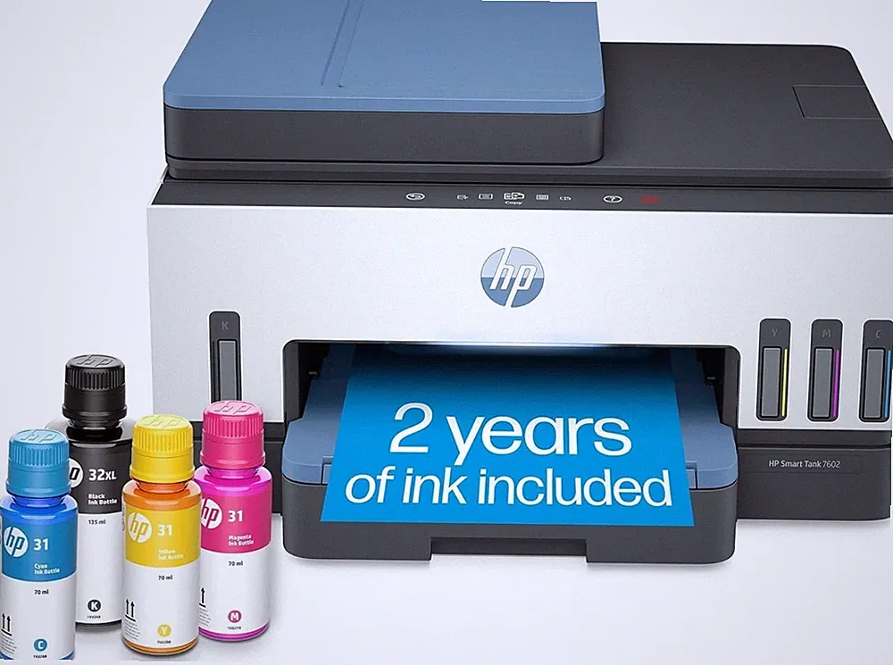 HP Smart Tank 7602 All-in-One InkJet Printer, Color Mobile Print, Copy, Scan