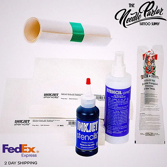 InkJet Stencils Tattoo Stencil Refill Kit Paper Transfer Prep Cream&Bandage Roll