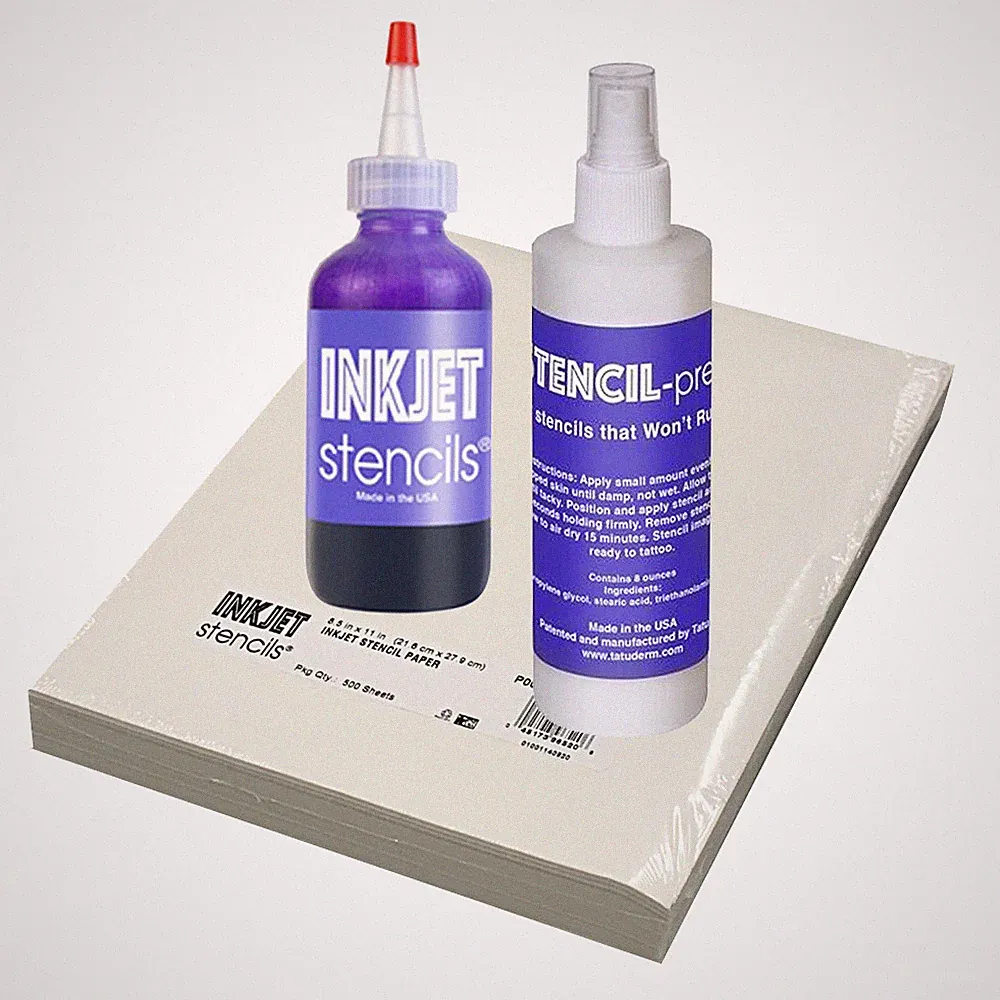 Inkjet Tattoo Stencil Refill Kit - Tracing Paper, Spray & Stencil Ink Set