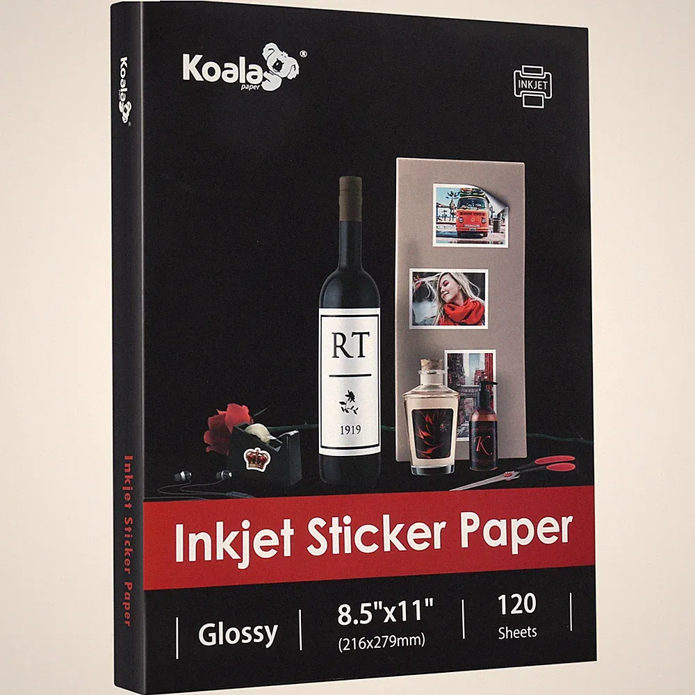 Koala Glossy Sticker Paper Inkjet Printer 8.5x11 120 Sheets Photo Sticker Paper