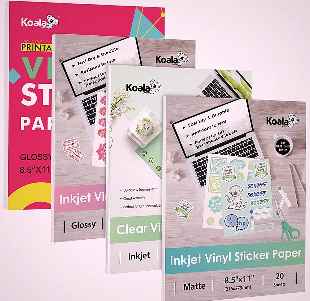 Lot 20-100 KOALA Printable Vinyl Sticker Paper Glossy/ Matte/ Clear Inkjet Laser
