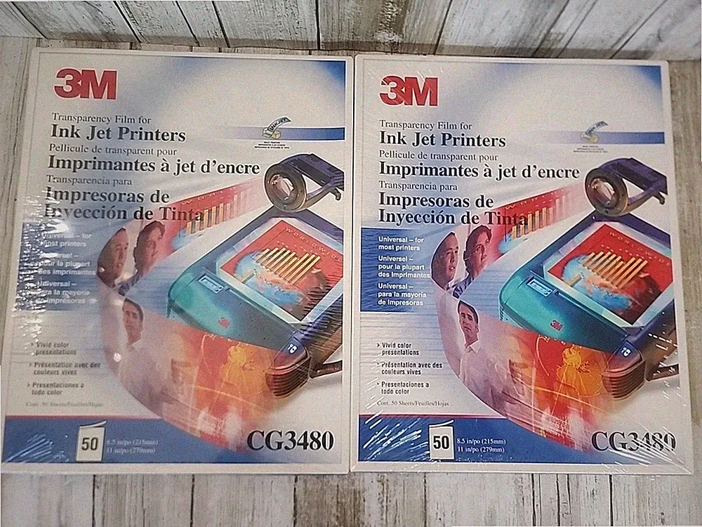 NEW 2 Pack 3M Transparency Film Ink Jet Printers 50 Sheets - 100 Total, CG3480