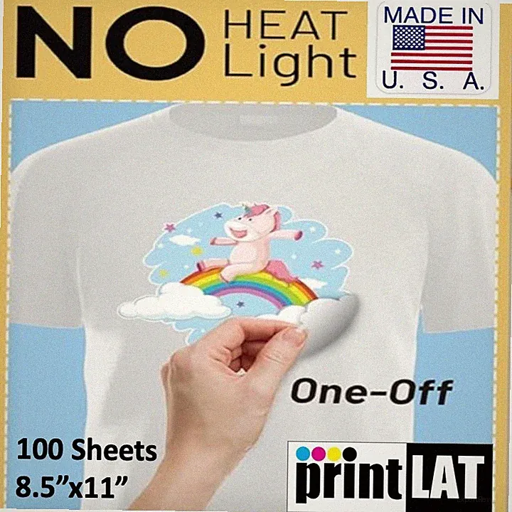 NO HEAT Ink Jet Transfer Paper for Light Fabrics 8.5"x11" 100 Sheets