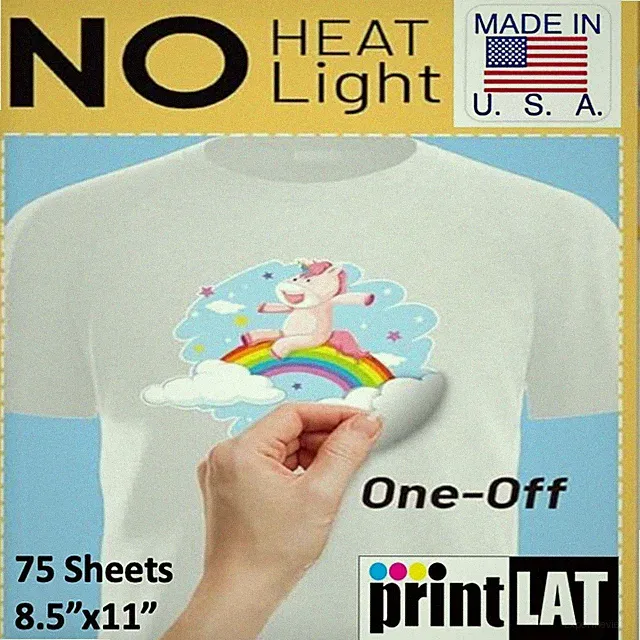 NO HEAT Ink Jet Transfer Paper for Light Fabrics 8.5"x11" 75 Sheets