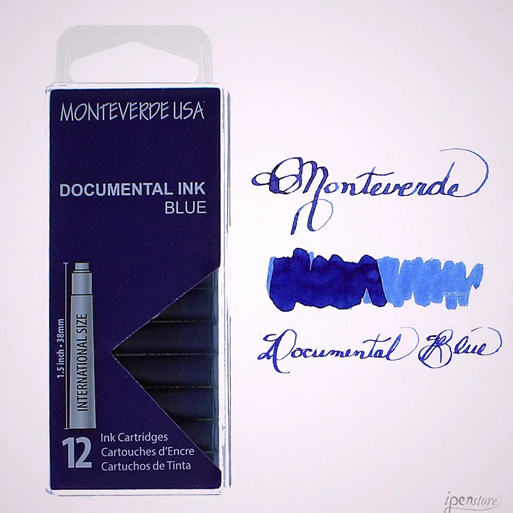 Pk/12 Monteverde Standard International Ink Cartridges, Documental Blue
