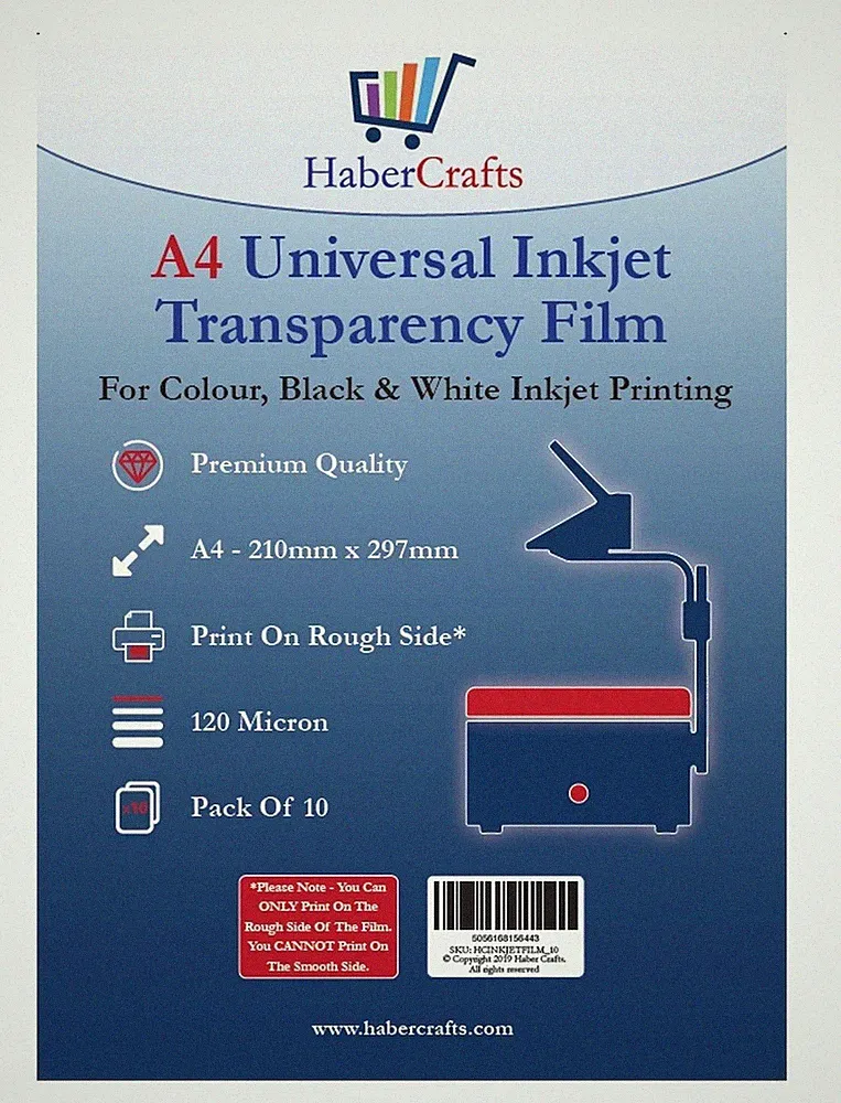 Universal Inkjet Transparency Film A4 Clear OHP Sheets Ink Jet Printer Acetate